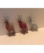 Reindeer 3 Figurine Set Glass Beads Beaded Wire Africa Handcrafted Chris... - £51.54 GBP