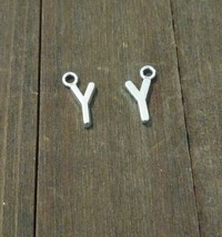 2 Letter Y Charms Alphabet Pendants Uppercase Antiqued Silver  - $2.28 CAD