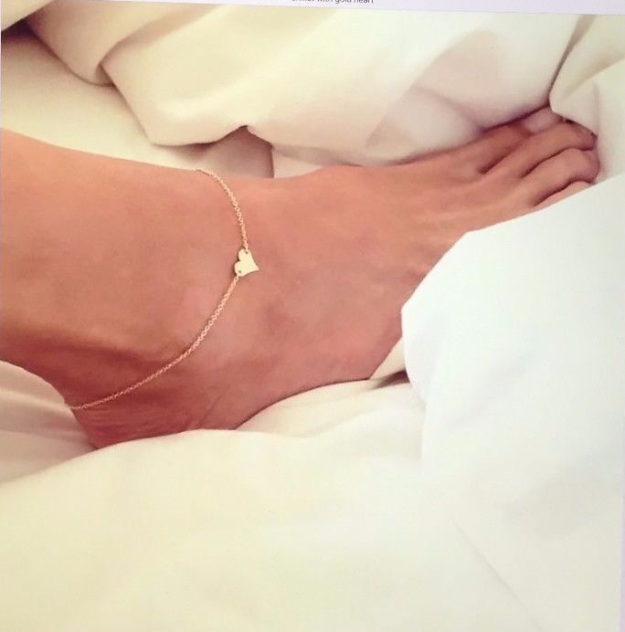 Women Heart Foot Accessories Gold Plated Chain Anklet adjustable charm