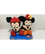 Vintage 1994 Disney Mickey &amp; Minnie Toddler Pair 12” Plush Figures Matte... - $16.79