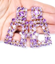 Bridesmaid Drop Earrings, Rhinestone Crystal Earrings, 2.5 inch Lavender Chandel - £29.39 GBP