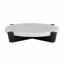Santa Barbara Design Studio Table Sugar Round Marble Tray with Mango Wood Stand, - £32.09 GBP