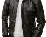 Men&#39;s Black Leather Bomber Jacket Belgrade - $80.00