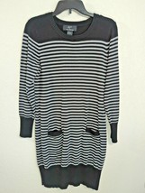Lemmie For Nina Leonard Women’s Black Striped Sweater Dress Crew Neck Size Large - £23.48 GBP