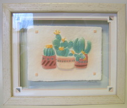 Framed Bah Relief Cacti Print Hand Molded Paper - £28.12 GBP