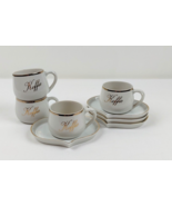 Vtg small white porcelain coffee cups with heart shaped saucers set of 4... - £34.00 GBP