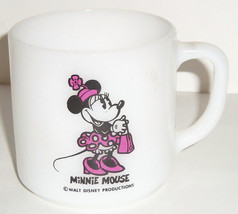 Walt Disney Productions Minnie Mouse Mug Milk Glass Coffee Cup Vintage  - $29.95
