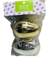Easter Prize Fillable Plastic Easter Eggs - Gold/Silver 3.98x2.95Inches. 12+ - £7.81 GBP