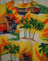 Mens Hawaiian Shirt Canopy Aloha Woody Surf Board Palms Button Up Vtg Ca... - $19.74