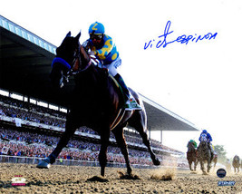 Victor Espinoza signed 16x20 Photo 2015 Belmont Stakes Leading Pack Horse Racing - £107.87 GBP