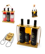 Handmade Wine Case Carrier 3 Bottle With Handle Storage Stand Stylish Du... - £10.92 GBP+