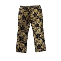 Soft Surroundings XL Black Gold Floral Brocade Pants Slim Ankle Evening - $34.65