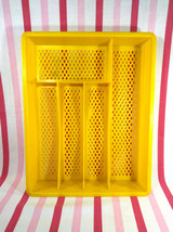 FaB 1970&#39;s MoD Yellow 5 Section Diamond Punch Out Plastic Flatware Tray - £9.62 GBP