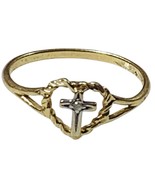 Vintage 14k Yellow Gold Diamond Cross Ring Size 4 - $225.00