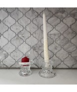 Pair Glass Candle Holders reversible for Tapers / Votive /Tealight Candl... - €8,48 EUR