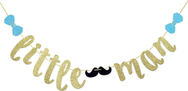 Little Man Banner with Mustache and Bow Tie, Boy Baby Shower Banner. Boy... - $13.99