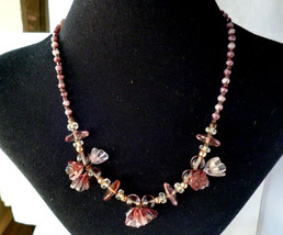 Vintage Murano Necklace Purple Lavender Glass Flower beads 1970s - £30.05 GBP