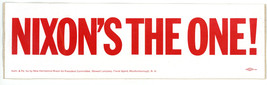 Nixon’s the One vintage original US political campaign bumper sticker 1968 - £11.01 GBP