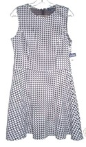 Chaps Black and White Herringbone Houndstooth A-Line Dress NWT$95 Size 14P - £54.41 GBP