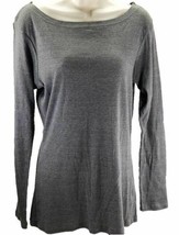 I.N.C. International Concepts Women&#39;s Knit Ribbed Long Sleeve T-Shirt, Gray Flan - £15.18 GBP