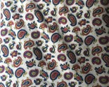 Vintage Knit Fabric Red Yellow and Blue Paisley Print 1 1/3 yards - £13.84 GBP