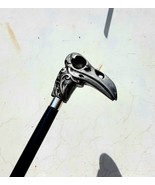Heavy Raven Skull Handle With Black 2 fold Wooden Walking Made From metal - £29.15 GBP