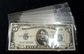 5 pcs 75x165mm CLEAR SLEEVES FOR US PAPER MONEY, BILLS, CURRENCY - FREE S/H - $2.46