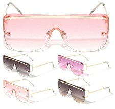 Flat Top Rimless Square Shield One Piece Lens Luxury Sunglasses Elegant Retro - £7.00 GBP