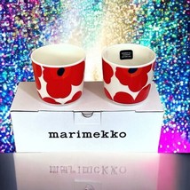 Marimekko Oiva Unikko Coffee Cup Without Handle in Red Set Of 2 New In Box - £59.34 GBP
