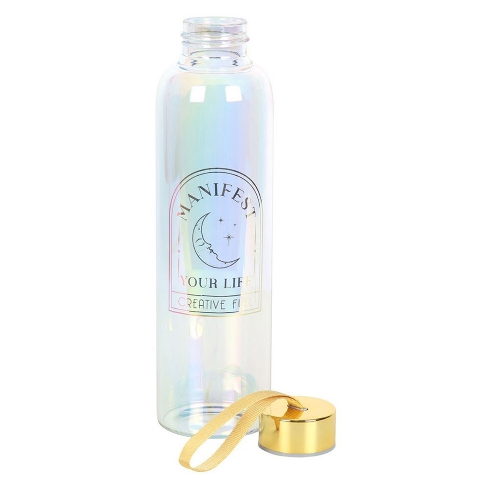 Manifest Your Life Iridescent Glass Water Bottle - Spiritual Crystal Elixir Tumb Item image 3