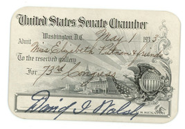 US Senate Gallery ticket 1933 Walsh Putnam vintage political  democratic MA - £18.96 GBP
