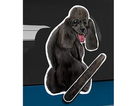 Poodle B black dog rear window wiper wagging tail sticker - $12.99
