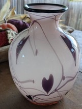 Fenton Dave Fetty Dark Purple Hanging Hearts Vase Dated 2003 - £477.70 GBP