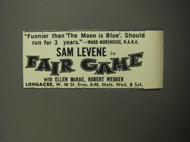 1957 Fair Game Play Ad - Funnier than the moon is blue. Should run for 3 years - £14.25 GBP