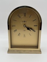 Vtg Howard Miller Metal Table Desk Mantle Gold Toned Quartz Clock Japan ... - $34.99