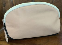 Luxury Pieced Smooth Leather cosmetic bag zip top Made in CT, US pink blue white - £27.45 GBP