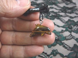 (an-dol-3) DOLPHIN porpoise BROWN Tiger&#39;s eye carving Pendant NECKLACE g... - £6.04 GBP