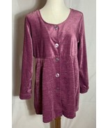 Soft Surroundings Fiona Women’s Size L Chenille Tunic Top Button Front - £18.29 GBP