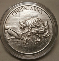 Chupacabra 1 oz 999 Silver Round American Folklore High Relief Bigfoot Goat Suck - £54.41 GBP