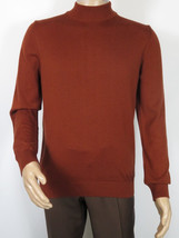 Men's Sweater Knit By BRANGO Turkey Mock Neck Cotton Blend 21050 Brick image 8