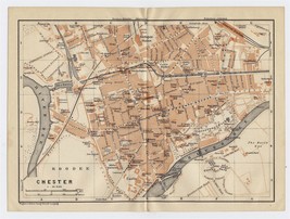 1910 Antique City Map Of Chester / Cheshire / England - £13.55 GBP