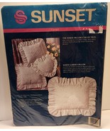 SUNSET Crewel Embroidery Kit White Garden Pillow #11055 Unopened Vintage... - $14.99