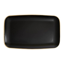 18&quot; Disposable Rectangular Black Plastic Serving Plates with Gold Rim 48pack - £188.37 GBP