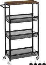 Mooace Slim Storage Cart, 4 Tier Rolling Kitchen Shelving Unit On Wheels Mobile - £35.90 GBP
