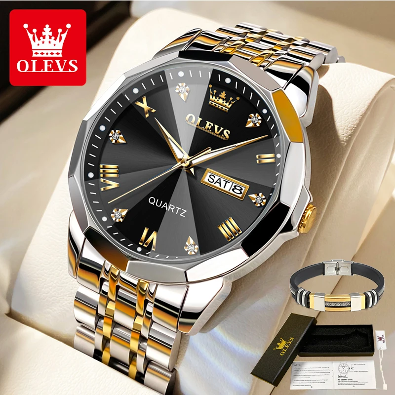 Watch 2024 OLEVS  Mens     Male Wristwatch Waterproof  Rhombus Mirror  Masculino - £48.69 GBP