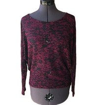 Bobeau Sheer Long-Sleeve Top Black/Purple Sz. XS Scoop-Neck - $14.85
