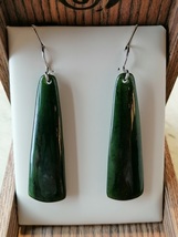 New zealand Jade greenstone Drop long Earrings 40mm - £76.74 GBP