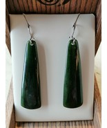 New zealand Jade greenstone Drop long Earrings 40mm - $98.00