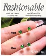 Certified Natural  Burmese Minimalist Simple Stud Imperial Green Jadeite... - €184,17 EUR