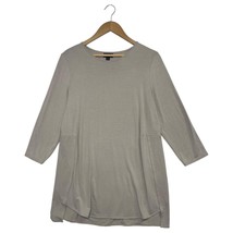 J Jill Wearever Tunic Top Womens Medium Tan 3/4 Sleeve Stretch Casual Co... - $462.19 MXN